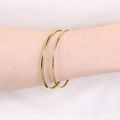 Conjunto de brazaletes minimalistas de doble capa en acero inoxidable dorado - Doble Anillo Dorado (Alambre 3mm+2mm) / Diámetro interior 55mm