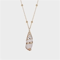 Bohemian gold plated seashell necklace with white conch pendant on a gold beaded chain - White Gold-Edged Conch