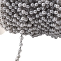 White pearl beaded chain with copper plated metal links for jewelry making accessories - 4 mm / Gun Black
