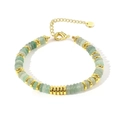 Bohemian beaded necklace with light green natural stones and gold spacers on white background - Bracelet 4 (6mm)