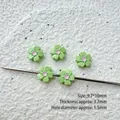 Cute green enamel flower charm for DIY jewelry 9.7x10mm size alloy floral bead - Green