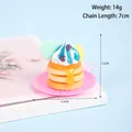 Simulatie pannenkoek dessert hanger met blauwe crème en parels voor tas sleutelhanger - D05 Blauw Koekje