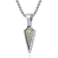 Polished stainless steel Eye of Horus and Ankh arrow pendant necklace with silver chain - Steel Color Pendant + 60cm Chain