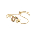 Bracciale a forma di drago regolabile placcato oro con zirconi cubici colorati - Drago dello Zodiaco d'oro