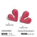 Boucles d'oreilles cœur rose 3D en acier inoxydable brillant au design fluide - Style Cœur Rose 3D Fluide (JDE0205003)