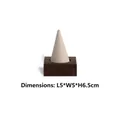 Walnut wood and beige linen cone ring display stand organizer, size 5x5x6.5 cm - Single Cone Ring Holder - Beige Velvet