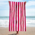 Microfiber beach towel featuring classic red and white vertical stripes for outdoor sports - B17-Red and White Vertical Stripes