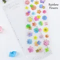 Colorful 3D crystal floral stickers with gold foil edges and transparent finish - Colorful Flowers