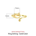 925 silver cat ear adjustable ring setting with 18K gold plating for 5x7mm stones - Gold (Stone 5*7mm)