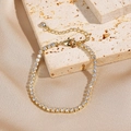 Elegant gold tennis bracelet with clear zircon stones and adjustable lobster clasp - Gold Round Zirconia Tennis Bracelet (0070-3)