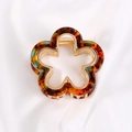 Tortoiseshell flower hair claw clip with blue-green accents and golden metal base - Five-Petal Flower / Brown Tortoiseshell