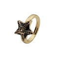Adjustable gold star ring with a central clear gemstone and colorful crystals - Adjustable Open / Black