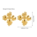 Detailed view of 4cm gold flower earrings with polished texture and size measurements - Gold Radial Texture Large Flower Earring (JDE2503010)