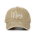 Detailed embroidery of Mini text with a heart on a beige washed cotton baseball cap - Khaki MINI