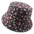 Black double-sided bucket hat with vibrant pink and orange floral patterns - 58cm / Colorful Floral