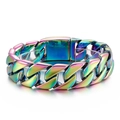 Men's hip hop rainbow gradient Cuban link bracelet in durable stainless steel finish - Chameleon Aurora (KB162789)