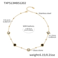 18k vergulde roestvrijstalen ketting met grijze en zwarte glazen steen hangers - Ketting / 42+5cm / Zwarte Zirkonia (Goud)