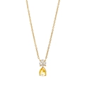 Vintage titanium steel necklace with white round and yellow pear birthstones in 18K gold finish - November Yellow