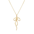 Elegant 18K gold-plated ribbon bow necklace with refined pearl drop pendant on white background - Style C-Ribbon Bowknot / Gold