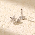 S925 sterling silver flat back labret stud with sparkling star-shaped zircon stone - Silver (Pisces)