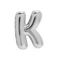 Polished silver bubble initial K pendant for DIY 18k gold personalized bracelet - Silver Letter-K