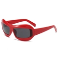Futuristische rode schild zonnebril met oversized montuur en donkergrijze glazen - Rood Frame Donkergrijze Lenzen