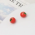 Miniature red apple fruit pendants with green leaf and gold loop for DIY jewelry making - 28#Persimmon (10*10mm)