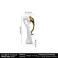 Abstract white ceramic love bird statue with gold accents for home decor luxury style - White Gold 9121-Guardian / White/Gold