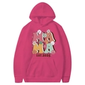 Sweat à capuche Mama Est 2025 rouge rose avec lettres florales et poche kangourou - Rose rouge
