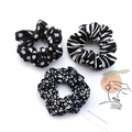 Lot de 3 chouchous noir et blanc avec motifs à pois zèbre et léopard - Ensemble de 3 Pièces (Pois Noir/Blanc + Zèbre Noir + Léopard Noir)