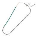 Handgefertigte Halskette mit bunten Glasperlen und verstellbarem Silber Karabinerverschluss - Rosa und Grün Mix mit silbernem Verschluss