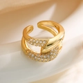 Schlangenförmiger 18K vergoldeter offener Ring mit funkelnden Zirkonia-Steinen - Einstellbar Offen / Schlangen-Design (14479)