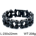 Zwarte 22mm roestvrijstalen fietsketting armband voor heren met maat- en gewichtgegevens - 23CM / Zwart (KB39383-D)