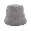 Vue détaillée du chapeau bob en velours côtelé gris foncé avec doublure en fausse fourrure - M (56-58cm) / Gris