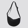 Borsa a tracolla nera a mezzaluna con tracolla regolabile e tessuto resistente - Nero