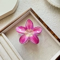 Elegante roze plumeria bloem haarklem voor knotstyling, acetaat bloemen haaraccessoire. - 8cm / Framboosroze (Lijnnet)