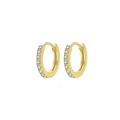 Elegant 18k gold plated hoop earrings with shimmering clear zircon stone inlay - Gold