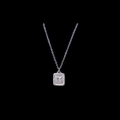 Silver square butterfly relief pendant necklace in polished titanium steel for women - Square Butterfly