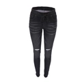 Damen Slim Fit Jogginghose in Schwarz mit Knie-Rissen und elastischem Kordelzugbund - S / Schwarz