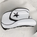Retro cowboy hat hair claw in black and white star pattern with glossy finish - White Black Star Line Hat Style