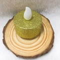 Candela LED dorata con glitter su supporto in legno per decorazioni romantiche - 3.7*2CM / Oro