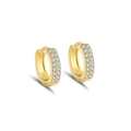 Orecchini a cerchio in argento S925 con doppia fila di zirconi bianchi e finitura oro - Argento 925 / Oro