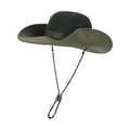Army green wide brim sun hat with breathable mesh top and adjustable chin strap - Army Green