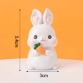Cute resin bunny topper in white and pink for Chinese style birthday cake decoration - Mini Resin Greedy Bunny Ornament / 5.4cm x 3cm