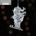 Clear acrylic skiing snowman ornament with silver glitter accents for Christmas decor - Snowman (40g)