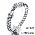 Vintage silver dragon head bracelet with thick braided chain links and 52g weight - Vintage Steel (KB204567-MZOZ)