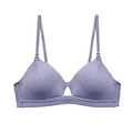 French style ribbed wireless bra in purple featuring thin adjustable straps - Dusty Blue