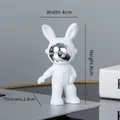 Miniature white matte astronaut rabbit ornament with silver visor measuring 4x8x2.8cm - No.3 Space Rabbit Silver Model C / 4x8x2.8cm