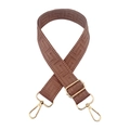 Macro shot of adjustable brown maze-patterned bag strap with golden lobster clasps - Silver Clasp / Flesh Pink