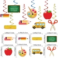 Back to school party decorations set with colorful hanging swirls and school icons - 16pcs Back to School Swirls Set